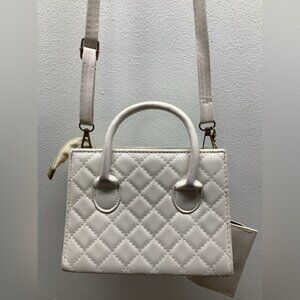 SHEIN White Quilted Crossbody Bag with Clip On Wallet.